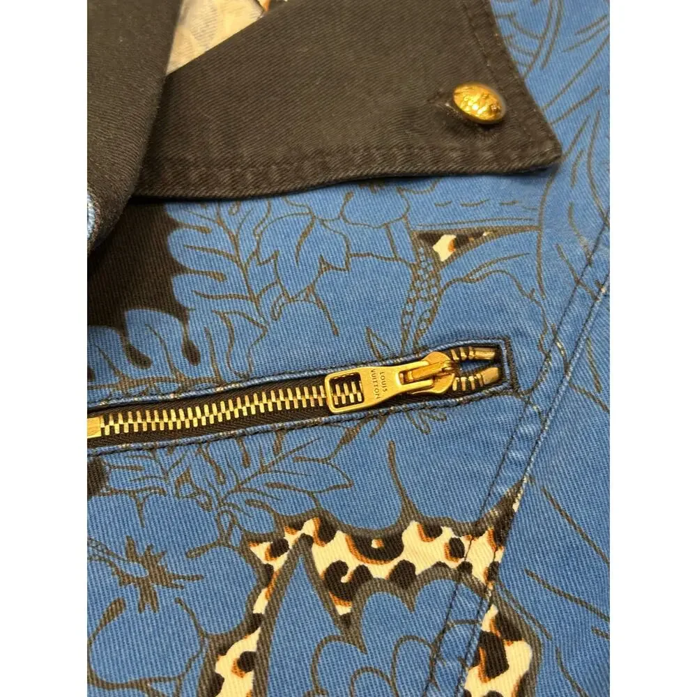 Louis Vuitton Blue Floral Leopard Denim Set Sz 34